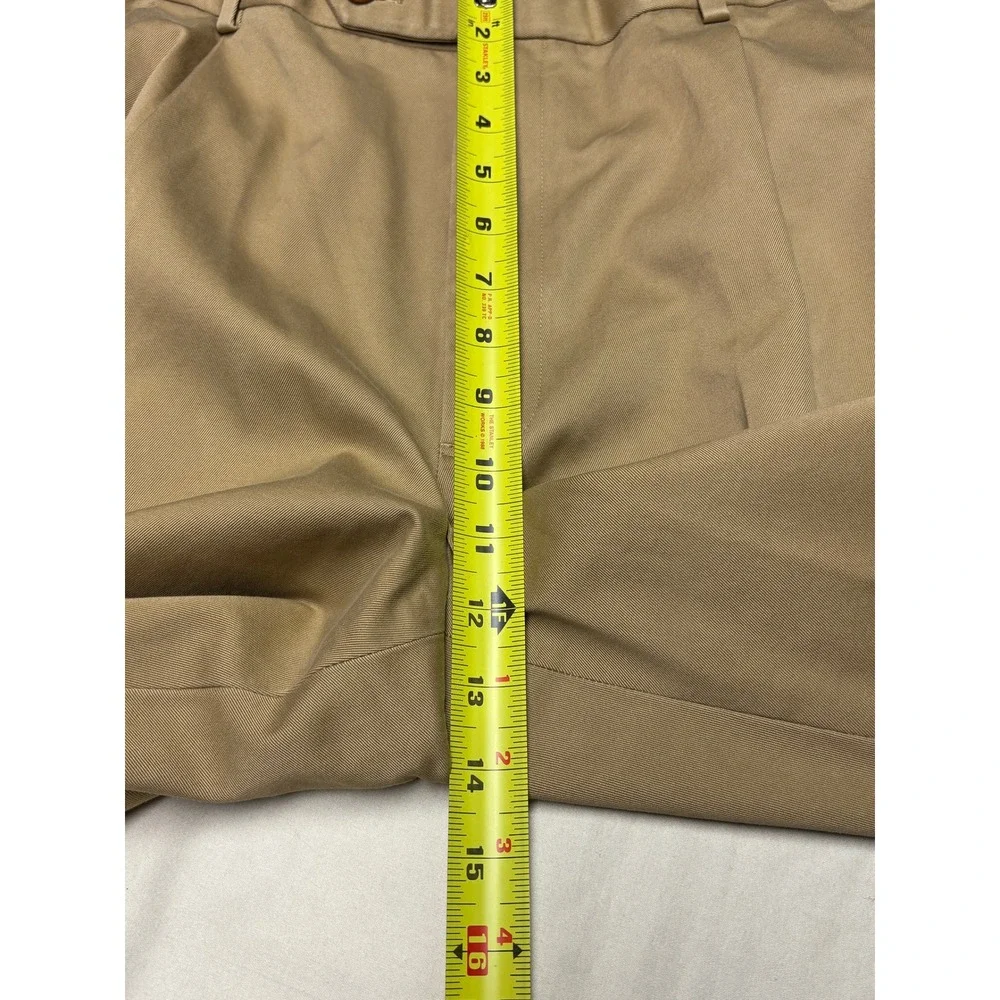 Brooks Brothers Mens 40x30 Khaki Pleated Chinos Cotton Cuffed Pants‎ Tan